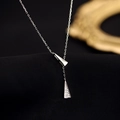 925 silver plated necklace featuring geometric double triangle pendants with zircon stones - Silver