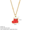 Golden stainless steel necklace featuring a festive red and green Christmas stocking charm - Christmas Sock Style (G7)