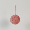 Handcrafted pink yarn Christmas ball ornament with hanging loop for tree decoration - Pink