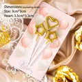 Golden heart and star birthday cake candles set with elegant pink packaging card - Gilded Fairy Candle Metallic Gold / 3pcs / Gold
