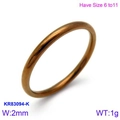 Minimalist 2mm rose gold stainless steel ring with polished finish, size 6-11 - Coffee