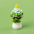 Handmade crochet Christmas tree desk decor in a white ceramic pot with soft pom-poms - Gradient Green Christmas Tree Potted Plant (Decorated)