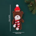 Cute brown plush teddy bear keychain with red LOVE hat and scarf, 16cm height - Brown Teddy Bear with White Scarf and Love Hat