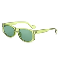 Chic translucent green square sunglasses with dark green lenses and wavy temple design - Green Frame / Green Lens