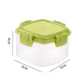 Lot de 4 mini boîtes carrées transparentes avec couvercles verts pour sauces et épices - Lot de 4 Boîtes Carrées / Vert