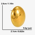 Detail view of 304 stainless steel gold oval stud earrings with dimensions and weight - Gold