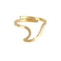 Minimalist vintage style wavy open ring in a warm golden finish for unisex fashion - Wave Line-Gold
