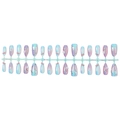 3D Katzenaugen-Kunstnägel Set mit blau-rosa Farbverlauf, rosa Schleifen und Perlen - Streifenpackung / Aurora Rosa Blau Farbverlauf 30 Stück Streifenpackung (B1-14030)