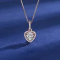 Elegant rose gold heart pendant necklace with a large crystal and micro-pave diamonds - Rose Gold Tz-15