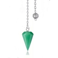 Green aventurine hexagonal pendulum necklace with silver chain and filigree ball - Green Aventurine