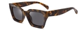 Classic tortoise shell square frame sunglasses with dark lenses and rivet detail - Leopard Black Grey