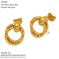 Technische specificaties van 18k vergulde 13mm roestvrijstalen oorbellen met textuur - Getextureerde Ring Stijl (SE500G) / 13mm