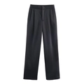 Elegante schwarze Damen-Satinhose mit weitem Bein und seidigem Finish für Business-Mode - XS / Hose/Lange Hose