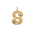 18K gold-plated initial S letter pendant with clear cubic zirconia stones for jewelry DIY - Letter S