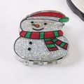 Christmas snowman hair claw clip with silver sequins and red green striped scarf design - Snowman with Scarf