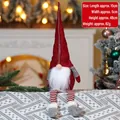 Gnome de Noël en peluche avec longues jambes rayées et bonnet rouge pour décoration - Gnome sans visage 101-Rouge