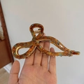 Grande pince à cheveux en acétate avec motif écaille de tortue marron et sarcelle - Style Papillon / Nœud Marron Vert