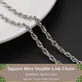 Chaîne à double maillon carré en acier inoxydable de 3,5mm pour bijoux DIY - Chaîne à Double Maillon en Fil Carré 3,5mm 1m