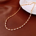 Détail du collier aigue-marine avec perles de cristal et maillons dorés en bambou - 28# Collier - Or Blanc Patchwork