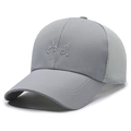 Breathable gray mesh baseball cap with silver Chinese calligraphy embroidery for summer - Gray