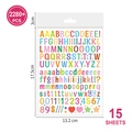 Buntes Alphabet-Aufkleber-Set mit 2280 Teilen für Scrapbooking und DIY-Dekoration - 15 Blatt/Set / Künstlerisches Alphabet Bonbonfarben (P80)