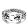 Men's retro stainless steel wolf head bracelet with vintage silver wheat chain finish - Retro Silver Wolf Head (KB143385-KJX)