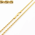 Golden titanium steel twisted rope chain necklace with durable lobster clasp closure - 50cm (20 inches) / 3mm / Gold