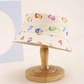Beige kids sun hat featuring colorful cartoon number prints and wide protective brim - Kids One Size / Beige (Cartoon Numbers)
