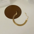 Woven mesh bracelet in 18K gold plated stainless steel with lobster clasp and extender - Woven Mesh Bracelet / Gold