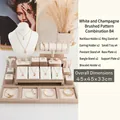 Champagne brushed texture jewelry display set with necklace, ring and earring stands - Jewelry Display Set B4 (White & Champagne)