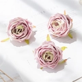 Three dusty pink artificial silk rose heads for DIY crafts and wedding decorations - Light Pink