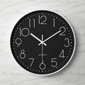 Modern 30cm silent wall clock with black dial, white frame and bold Arabic numerals - White Frame Black Dial White Numbers