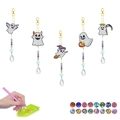 DIY Halloween diamond painting keychain set with ghost, pumpkin and witch hat pendants - Halloween Cow Style
