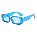 Retro thick frame rectangular sunglasses with blue lenses and translucent blue finish - Transparent Blue Frame Blue Lens