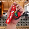 Christmas sleigh and tree PVC keychain with red silicone wristlet and gingerbread charm - Christmas Sleigh-1