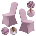 Lavender stretch polyester chair cover for weddings with durable reinforced leg pockets - M / Standard Type / Rose Gold