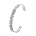 Elegant silver-tone stainless steel cuff bracelet with oval link texture and open design - Y637-2 Silver Oval Dot