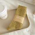 Chaussettes en laine épaisses de couleur gingembre avec texture côtelée - Taille unique / Jaune Foncé