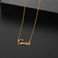 Minimalist golden Gemini zodiac sign pendant necklace in polished stainless steel finish - Gemini Gold