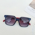 Square blue frame sunglasses with red temples and purple gradient lenses for a stylish look - Royal Blue Frame Red Legs