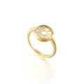 Golden hollow wheel design ring with zircon stones and ASTRA Coral engraving - US 5 / Hub Hollow Style (KR54474-KC)