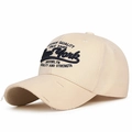 Casquette de baseball beige clair avec broderie vintage et bordure vieillie - Beige Clair