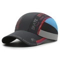 Deep grey skate style baseball cap with breathable mesh and sport competition text - Adjustable / Dark Gray