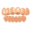 Hip hop style gold plated copper teeth grillz set in rose gold finish for teeth decoration - 12-Piece Set / Top 6 Bottom 6 Rose Gold Set