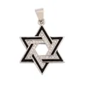 Micro paved hexagram star charm pendant in silver and black enamel finish - Silver Hexagram