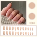Set di 24 unghie finte a mandorla rosa tenue traslucido lucido in varie dimensioni e misure - Rosa Nudo (C089 Stile Colla)