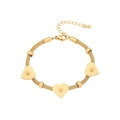 Gold heart charm bracelet featuring radial texture pendants and metallic bead accents - Woven Chain Heart with Beads Style (4#)