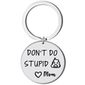 Portachiavi in acciaio inox inciso con scritta Don't Do Stupid Mom e cuore - Acciaio STUPID-MOM