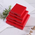 Set of bright red textured jewelry boxes in five sizes for rings and necklaces - Linen Pattern Chinese Red With Nail Clip; 5*5*1.5cm