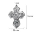 Silver retro cross pendant in stainless steel with 45mm height and 28mm width details - Style Z2305S25/Decorative Relief
